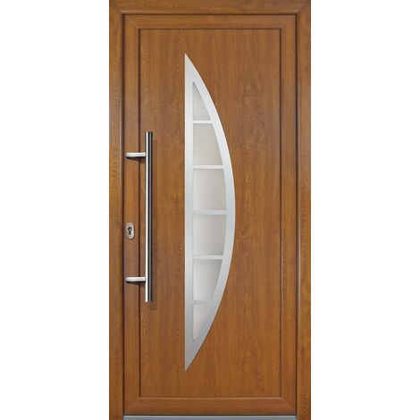 Portes d'entrée  Exklusiv modèle 28, intérieur: golden oak, extérieur: golden oak largeur: 108cm, hauteur: 208cm, sens d'ouverture: tirant gauche