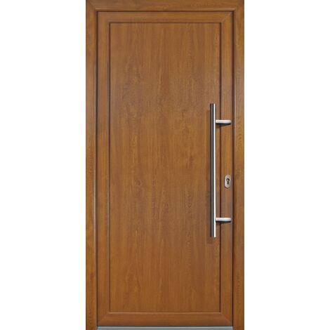 Portes d'entrée  Exklusiv modèle 01, intérieur: golden oak, extérieur: golden oak largeur: 88cm, hauteur: 208cm, sens d'ouverture: tirant droit
