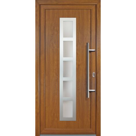 Portes d'entrée Exklusiv modèle 51, intérieur: golden oak, extérieur: golden oak largeur: 88cm, hauteur: 200cm, sens d'ouverture: tirant droit (1/5)
