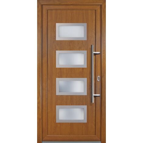 Portes d'entrée  Exklusiv modèle 92, intérieur: blanc, extérieur: golden oak largeur: 108cm, hauteur: 208cm, sens d'ouverture: tirant droit