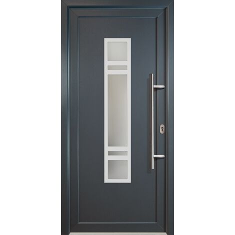 Portes d'entrée Exklusiv modèle 83, intérieur: titan, extérieur: titan largeur: 98cm, hauteur: 208cm, sens d'ouverture: tirant droit