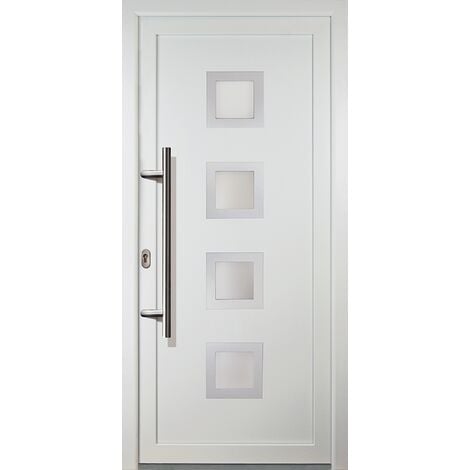 Portes d'entrée classique modèle 84, intérieur: blanc, extérieur: blanc largeur: 88cm, hauteur: 200cm, sens d'ouverture: tirant gauche
