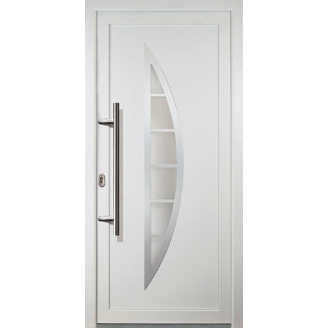 Portes d'entrée classique modèle 28, intérieur: blanc, extérieur: blanc largeur: 108cm, hauteur: 200cm, sens d'ouverture: tirant gauche