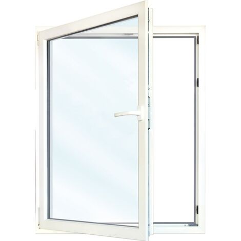 Uw 0,86 Fenêtre  PVC, triple vitrage , blanc/blanc, 1 vantail, oscillo-battant, largeur 120 cm, hauteur 120 cm, tirant gauche