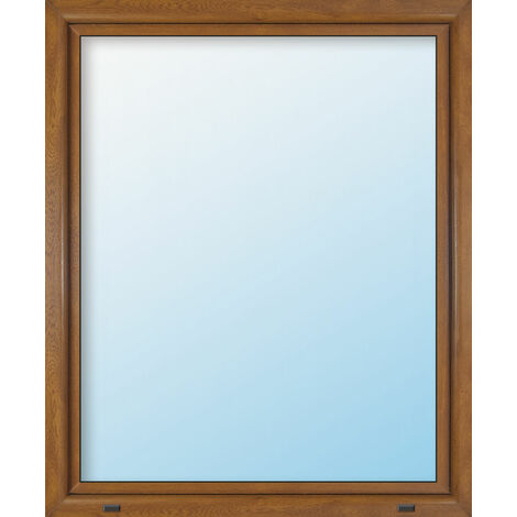 Uw 0,86 Fenêtre PVC,triple vitrage , blanc/golden oak, 1 vantail, oscillo-battant, largeur 100 cm, hauteur 80 cm, tirant droit