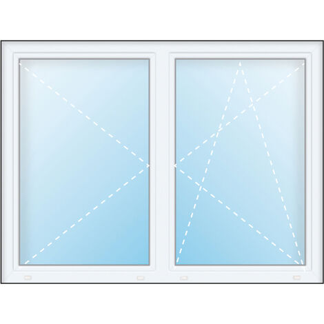 Meeth – Fenêtre PVC triple vitrage 160x100 cm – 2 vantaux à battue – Isolation thermique Ud 0,9 – Matériau résistant aux intempéries