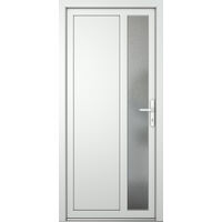 Porte de service PVC M04, blanc/blanc, largeur: 98cm, hauteur: 200cm, sens d'ouverture: tirant droit