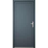 Porte de service PVC M06, blanc/titane, largeur: 90cm, hauteur: 205cm, sens d'ouverture: tirant droit
