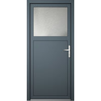 Porte de service 01, ouvrant vers l’extérieur, blanc/titane largeur: 80cm, hauteur: 205cm, sens d'ouverture: tirant droit