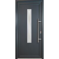 Portes d'entrée aluminium modèle 70, intérieur: blanc, extérieur: titan largeur: 98cm, hauteur: 208cm, sens d'ouverture: tirant droit