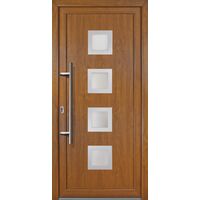 Portes d'entrée Exklusiv modèle 84, intérieur: golden oak, extérieur: golden oak largeur: 88cm, hauteur: 200cm, sens d'ouverture: tirant gauche