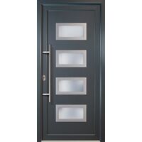 Meeth – Porte d'entrée bois titan 98cm x 200cm – Sens d'ouverture tirant gauche – Isolation thermique 1,6 Ud (W/m²K) – Renfort acier
