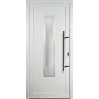 Meeth – Porte d'entrée PVC 88cm x 200cm – Intérieur et extérieur blanc – Ouverture tirant droit – Isolation thermique 1,6 Ud
