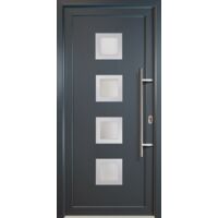 Puertas de casa clásico modelo 84, dentro: blanco, fuera: titanio ancho: 108cm, altura: 208cm chapa derecha