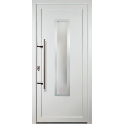 Porte d'ingresso classico PVC modello 32 dentro/al di fuori: bianco, larghezza: 108cm, altezza: 208cm, senso di aperatura sinistra
