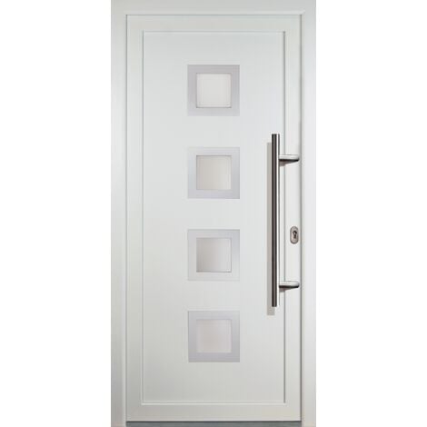 Porte d'ingresso classico PVC modello 84 dentro/al di fuori: bianco, larghezza: 108cm, altezza: 208cm, senso di aperatura destra