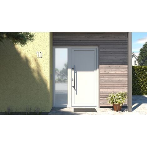 Porte d'ingresso classico PVC modello 84 dentro/al di fuori: bianco, larghezza: 108cm, altezza: 208cm, senso di aperatura destra