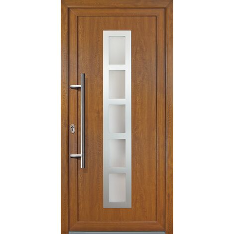 Porte d'ingresso PVC JM SIGNUM ESCLUSIVO, mod. 51, golden oak a due lati, larghezza: 88cm, altezza: 208cm, senso di aperatura sinistra (1/5)