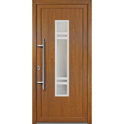Porte d'ingresso PVC JM SIGNUM ESCLUSIVO, mod. 83, dentro: bianco/al di fuori: golden oak, larghezza: 108cm, altezza: 208cm, senso di aperatura sinistra (1/5)