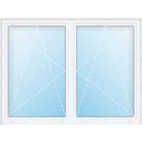 Uw 0,86 FINESTRA PVC, 2 anta a ribalta con montante central, largeur 100 cm, hauteur 100 cm, bianco/bianco, dimensioni varie