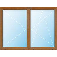 Uw 0,86 FINESTRA PVC, 2 ante con battuta et a ribalta, largeur 160 cm, hauteur 125 cm, bianco/golden oak, dimensioni varie