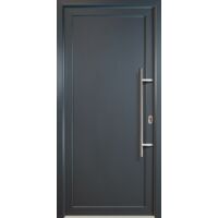 Porte d'ingresso classico PVC modello 01 , dentro: bianco/al di fuori: titanio larghezza: 88cm, altezza: 208cm, senso di aperatura destra