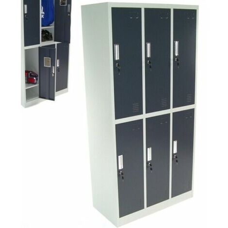 Spind 6-Fächer Sechserspind Garderobenschrank Umkleidespind Metall Schrank 57022 (1/5)