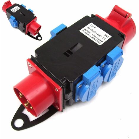 Stromverteiler 55472 Baustromverteiler 1x400V 3x230V 16A Kraftstrom Adapter (1/5)