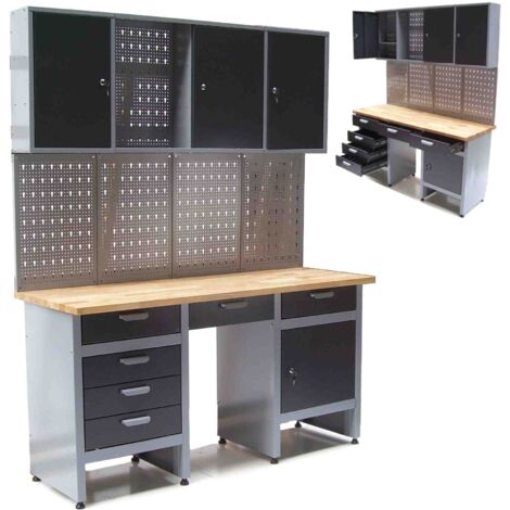 Werkstatt Combi-Set Werkbank 06276 Werkzeugschrank + Werkzeugwand 06278 Lochwand