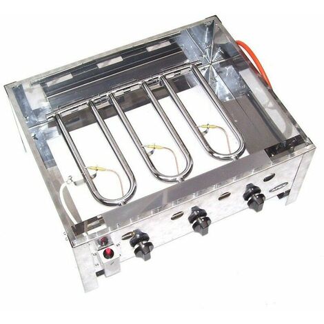 55510 EDELSTAHL GASBRÄTER 10KW 3 flammig GASGRILL BRÄTER GRILL BBQ Grillwagen Pfanne SET 1
