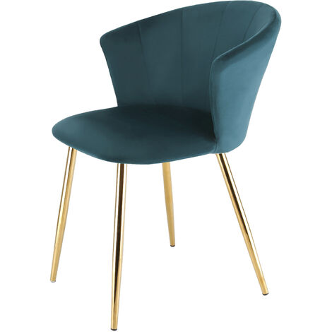 Mill - Velvet Dining Chair - Teal Velvet and Gold Leg - Set of 2