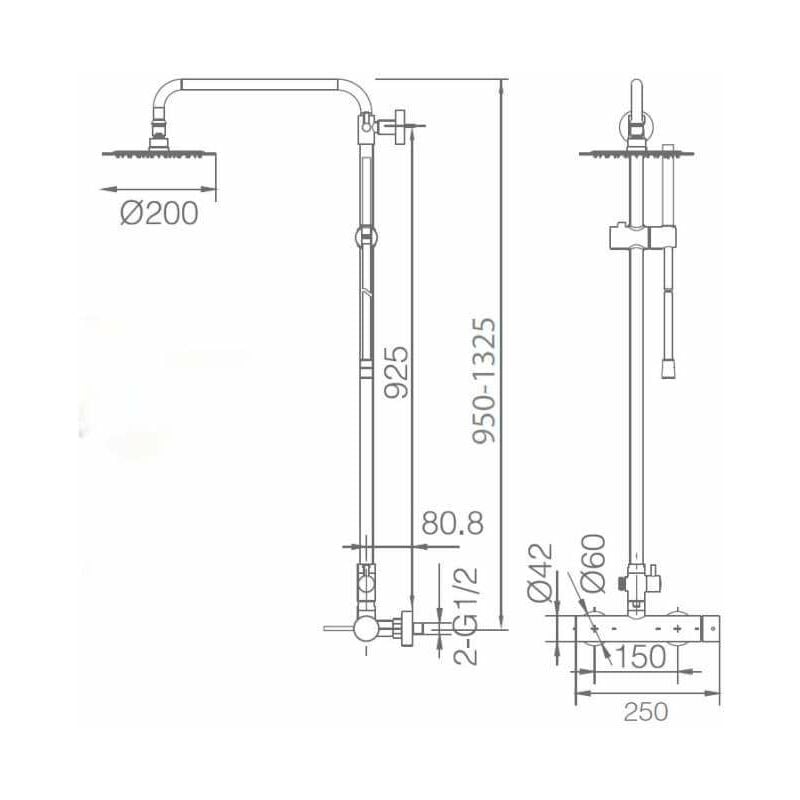 LLUVIBATH CO5003700S084030 CLEMENT Columna Ducha Monomando Níquel