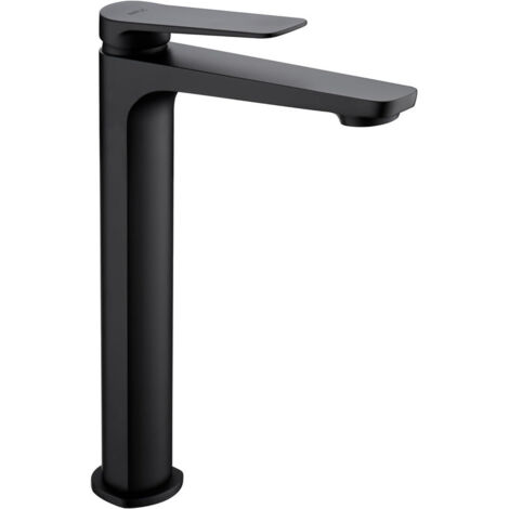 MIce  - Grifo monomando con caño alto para lavabo fabricado en latón - grifo de lavabo caño largo apto para Agua frio/caliente Color Negro Mate (1/3)