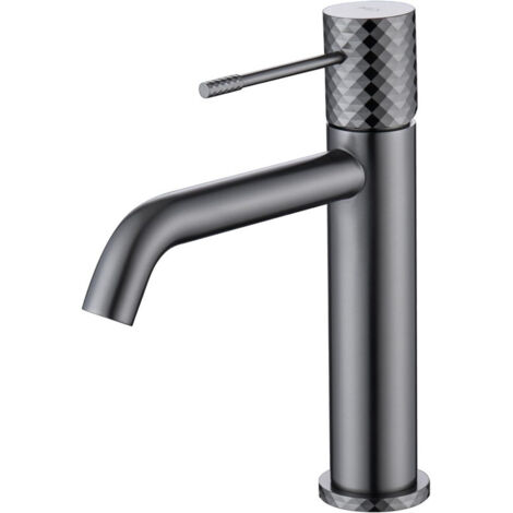 Mice - Grifo monomando para lavabo con tecnología Apertura en Frio para ahorrar energia de latón Griferia de Baño Color Black Gun Metal (1/4)