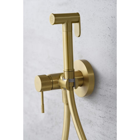 Mice - Grifo Monomando de Bidet Empotrado - Ducha Higienica empotrado - Grifo intimo de baño de bide para agua caliente/Frio Color Oro Cepillado (1/3)