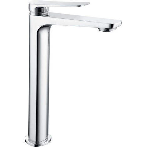 MIce - Grifo monomando con caño alto para lavabo fabricado en latón - grifo de lavabo caño largo apto para Agua frio/caliente Color Cromo (1/3)