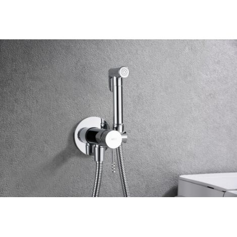 Mice - Grifería monomando empotrada para bidé hecha de latón -Ducha higiénica empotrada y monomando Grifo bidet empotrado Cromo RDG053
