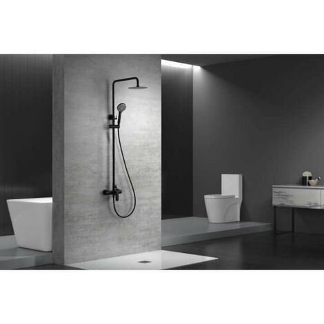 Grifo Monomando Ducha Exterior Completo Luxor Negro Mate