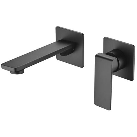 Mice - Grifo empotrado de lavabo monomando con caño y maneta - Grifos empotrados para baño Color Negro Mate (1/3)