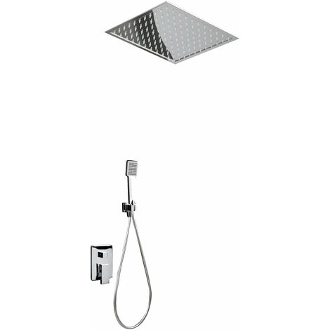 Conjunto ducha empotrada techo SERIE VOLGA MONOMANDO - Rociador extraplano  es de techo, 40 cm x 40