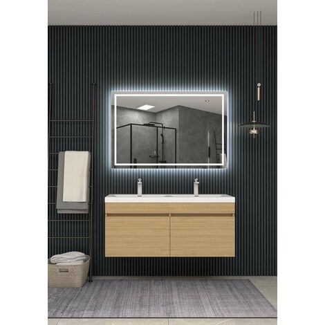 Espejo de baño APOLO con aire industrial y luz LED frontal