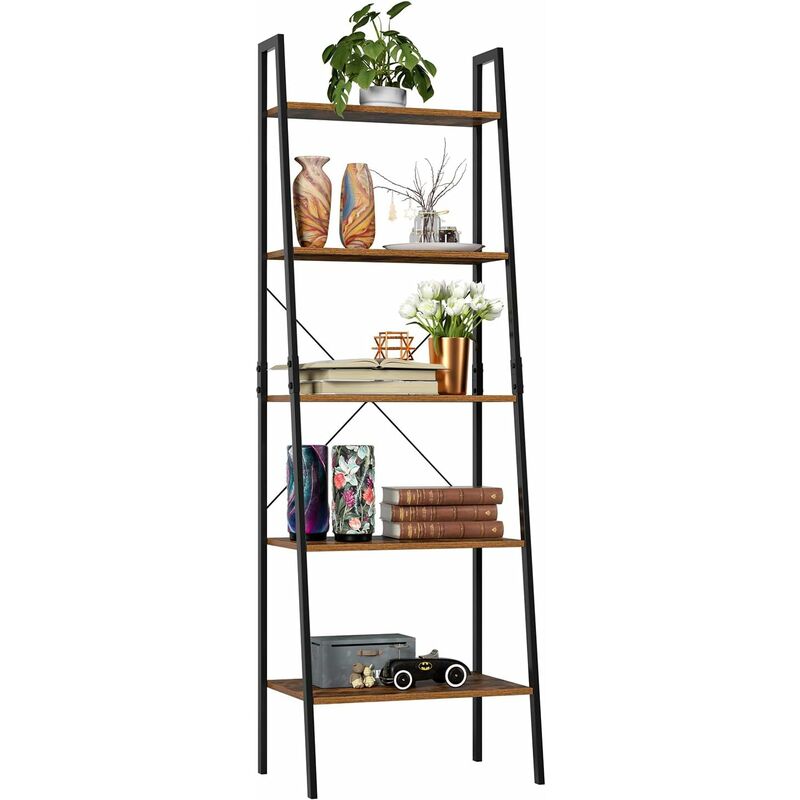 Scaffale Multiuso con 5 Scomparti per libreria Decorativo salvaspazio ripiano in Legno Struttura in Ferro 56 x 37.3 x 162.2 cm 