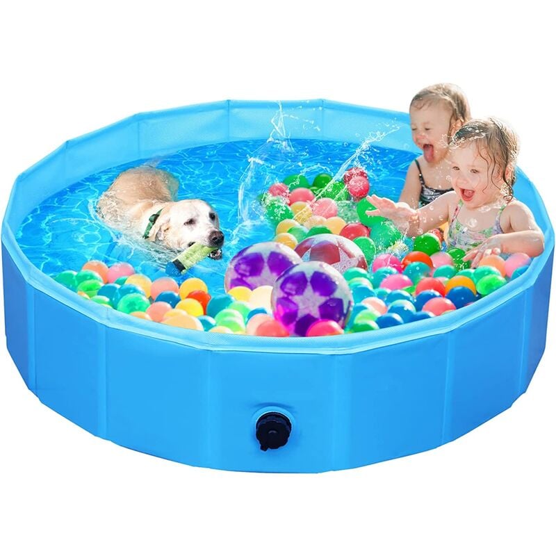 PEDY Piscina para perros, piscina para perros grandes y pequeños, piscina plegable para perros, PVC 100% seguro y respetuoso con el medio ambiente, bañera para perros azul 120cm