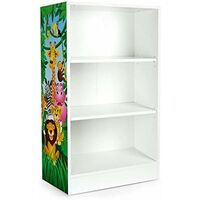 Simple white bookshelf - OSLO - 3 shelves - Jungle Animals