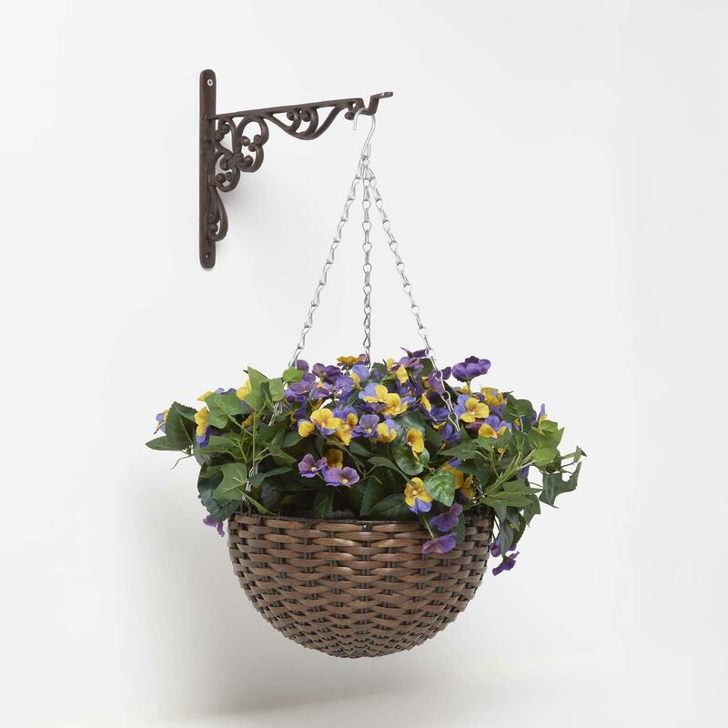 Homescapes Brown Cast Iron Large Hanging Basket Hook