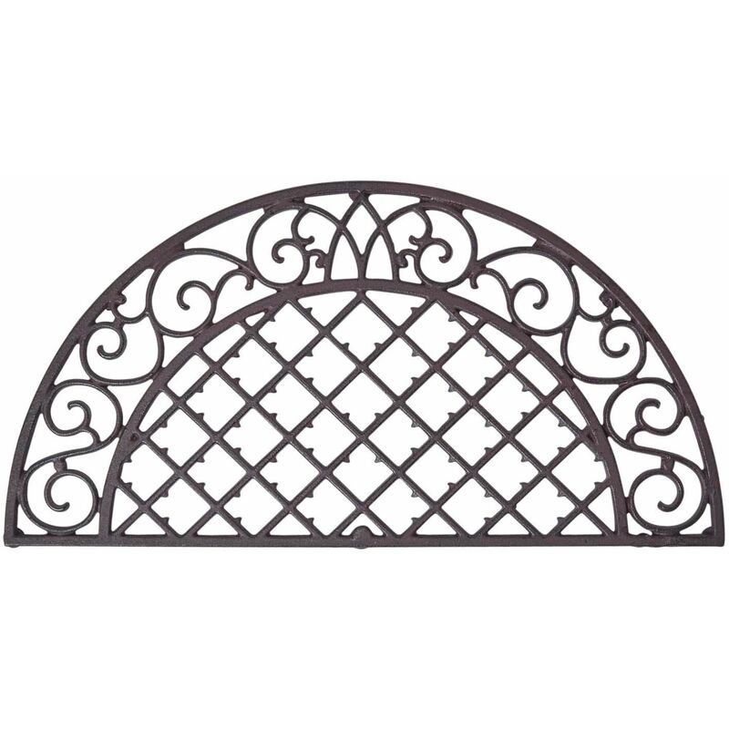 HOMESCAPES Brown Half Moon Parisian Cast Iron Doormat