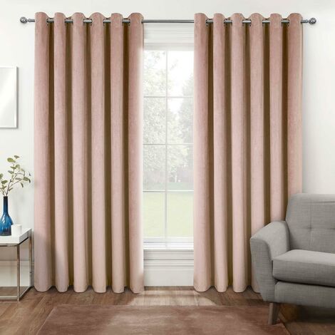 HOMESCAPES Thermal 100% Blackout Pink Velvet Curtains, 117 x 183 cm (46" x 72")