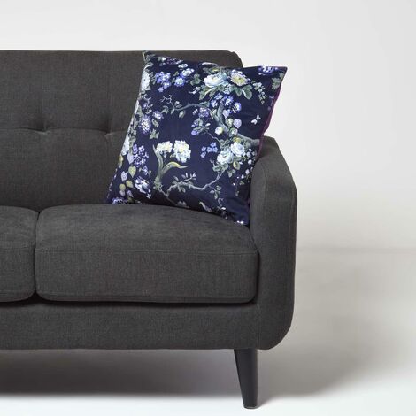 HOMESCAPES Floral Midnight Garden Purple Filled Velvet Cushion 46