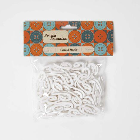 HOMESCAPES White Curtain Hooks 150pcs, 30mm