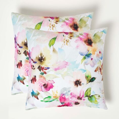 HOMESCAPES Multicolour Flowers Outdoor Cushion 45 x 45 cm